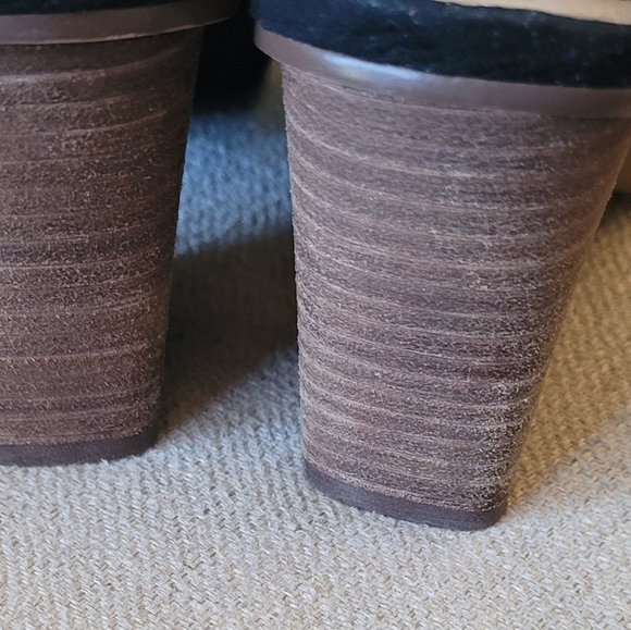 Vince Camuto Black Suede Leather Perforated Leather 3" Block Heel Peep Toe 7.5 - Picture 7 of 7